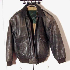 Vtg 80's Mirage Classic Distress Gray Leather Bomber Jacket Sz L